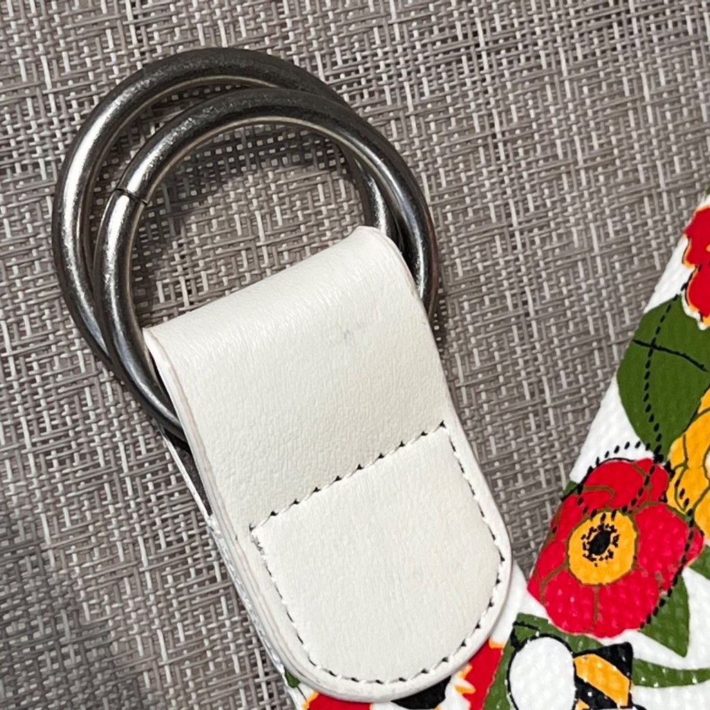 Relic Floral Belt White Multi 70s Vibe 42.5 in Silver Tone Buckle Bumblebee Boho - Picture 5 of 6